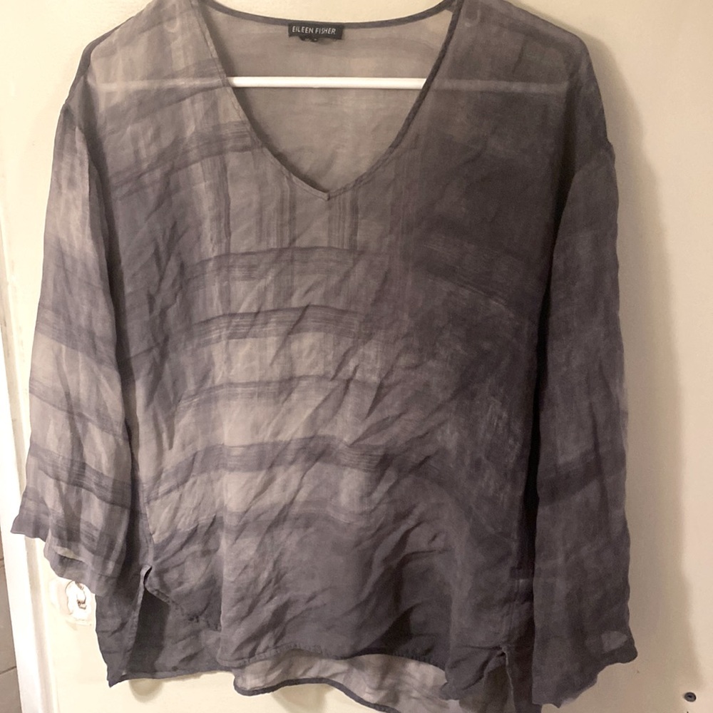 Eileen Fisher size small. Charcoal blouse.